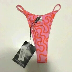 Pretty Little Thing pink squiggle bikini top sz 2